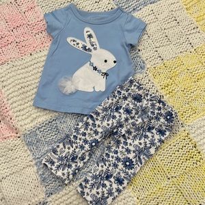 First Impressions set, 3-6, baby bunny appliqué & coordinating cute pants👼
